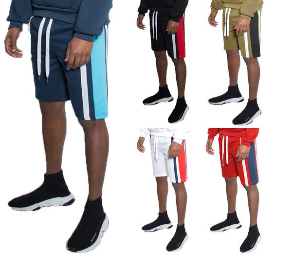 Weiv Mens Color Block Stripe Sweat Shorts - bertofonsi