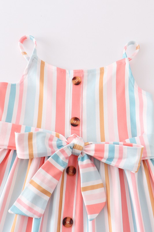 Multicolored stripe buttons strap dress - bertofonsi