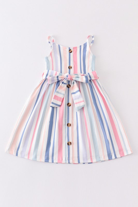 Blue stripe buttons strap dress - bertofonsi