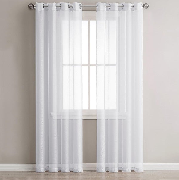 White Sheer Window Grommet Curtain Set - bertofonsi
