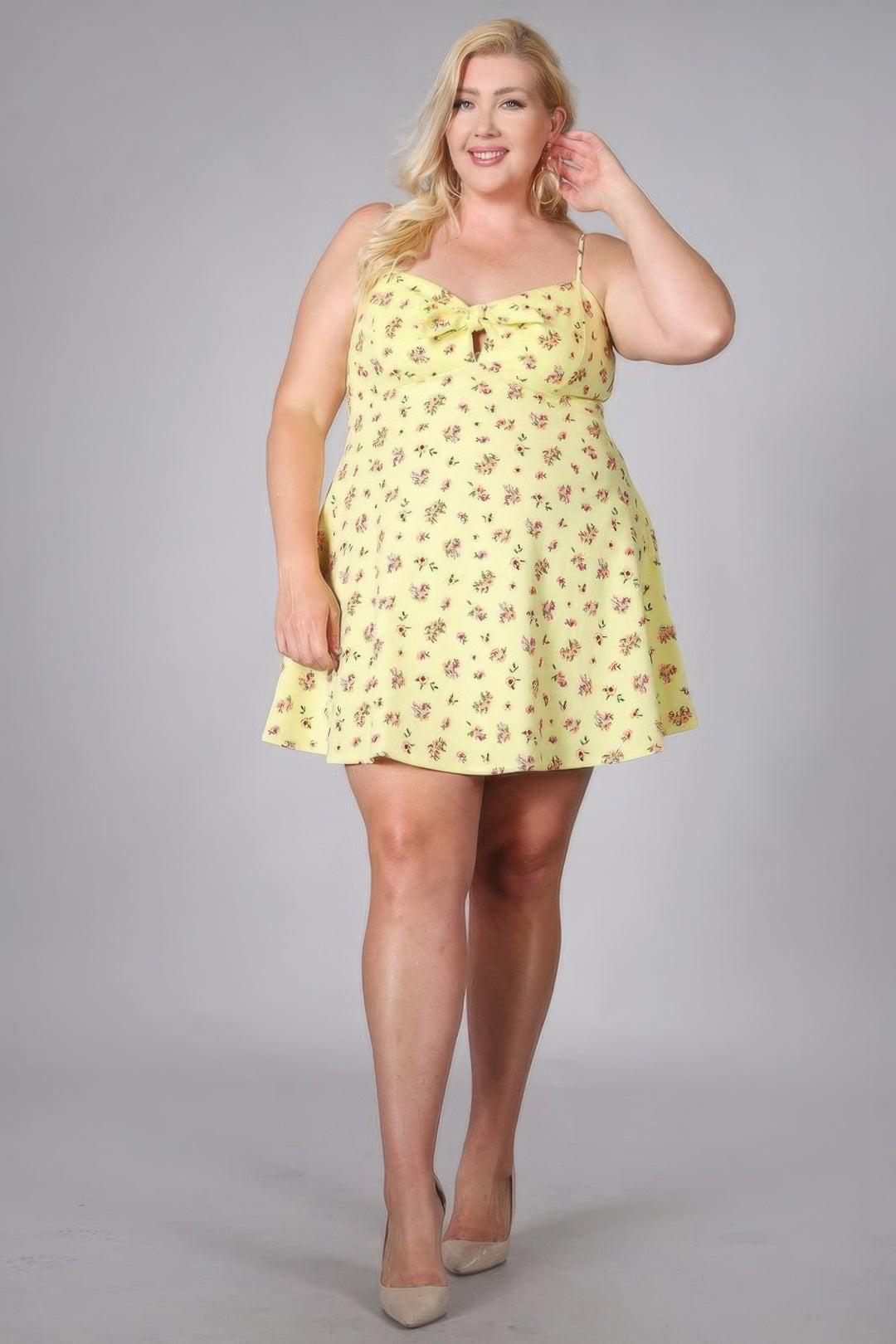 Plus Size Floral Fit And Flare Dress - bertofonsi
