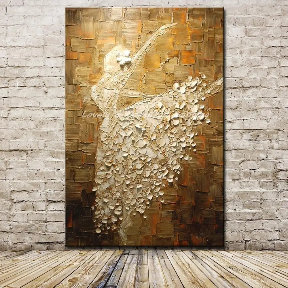 Mintura-Handpainted Abstract Thick Texture Ballet Dancer Oil Painting On Canvas,Wall Art Picture For Living Room Home Decoration - bertofonsi