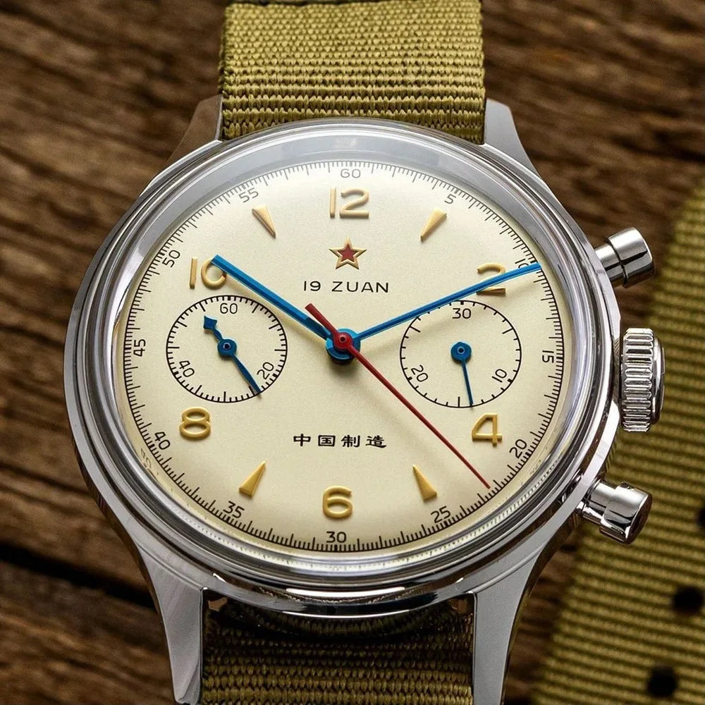 RED STAR 38mm Men's 1963 Chronograph Mechanical Watches Pilot ST1901 Movement Men Air Force Aviation Sapphire Clock 40mm - bertofonsi