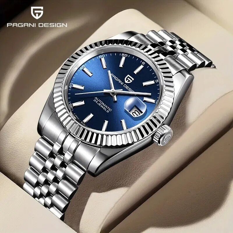 PAGANI DESIGN Men Mechanical Watch Luxury Automatic Watch Sport Stainless Steel 100M Waterproof Watch for Men - bertofonsi