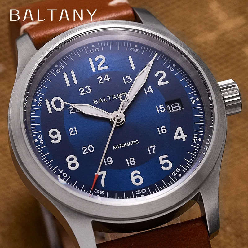 Baltany Military Style Men's Watches Homage Field Watch NH35 Calendar Window 10ATM Stainless Steel Luxury Retro Automatic Watch - bertofonsi