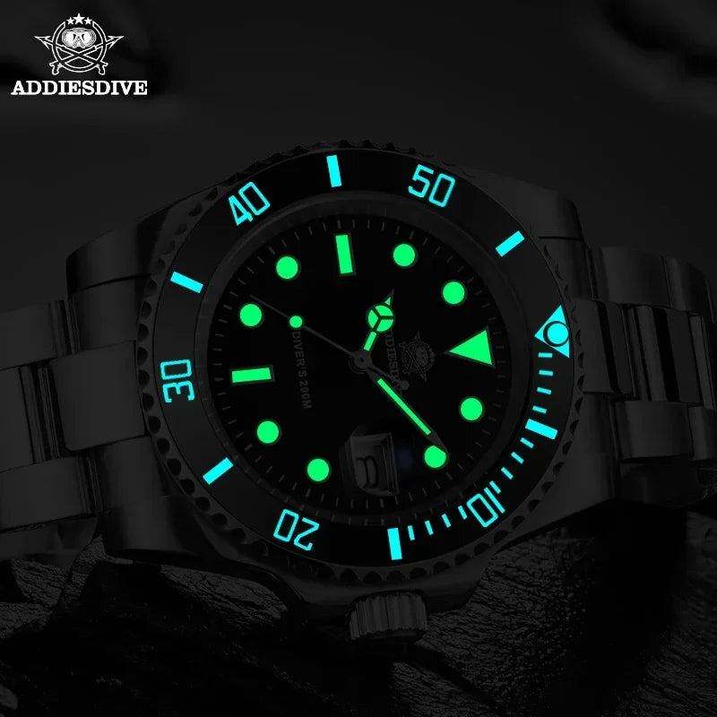 ADDIESDIVE Men's European and American Business Quartz Watch Business Stainless Steel Diving Watches Super Luminous reloj hombre - bertofonsi