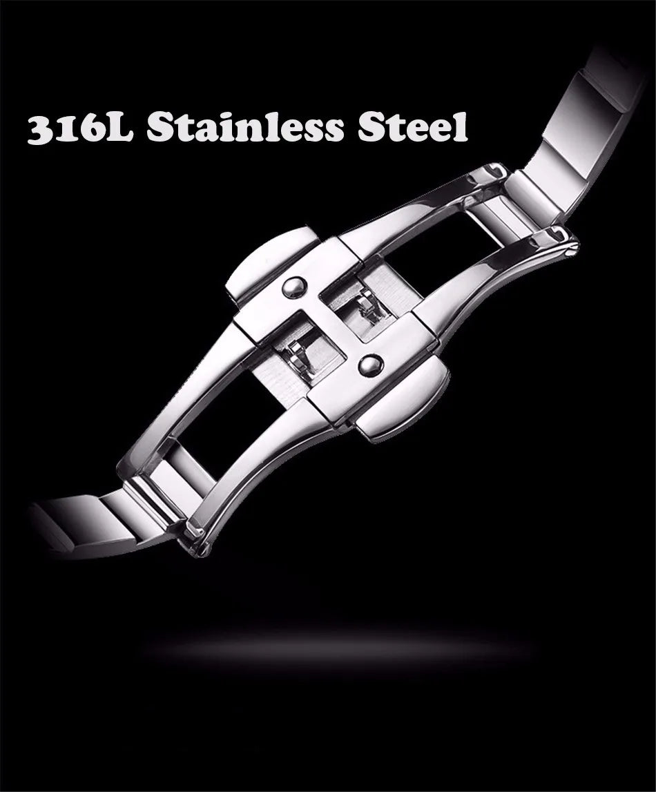GUANQIN Brand Quartz Stainless steel Men's watches Hardlex mirror Waterproof Luminous Watch For Men Sport Luxury Chronograph - bertofonsi