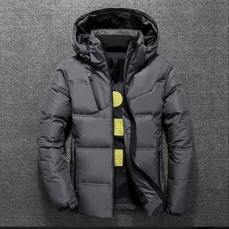 New White Duck Down Jacket Men Winter Warm Solid Color Hooded Down Coats Thick Duck Parka Mens Down Jackets Winter Outdoor Coat - bertofonsi