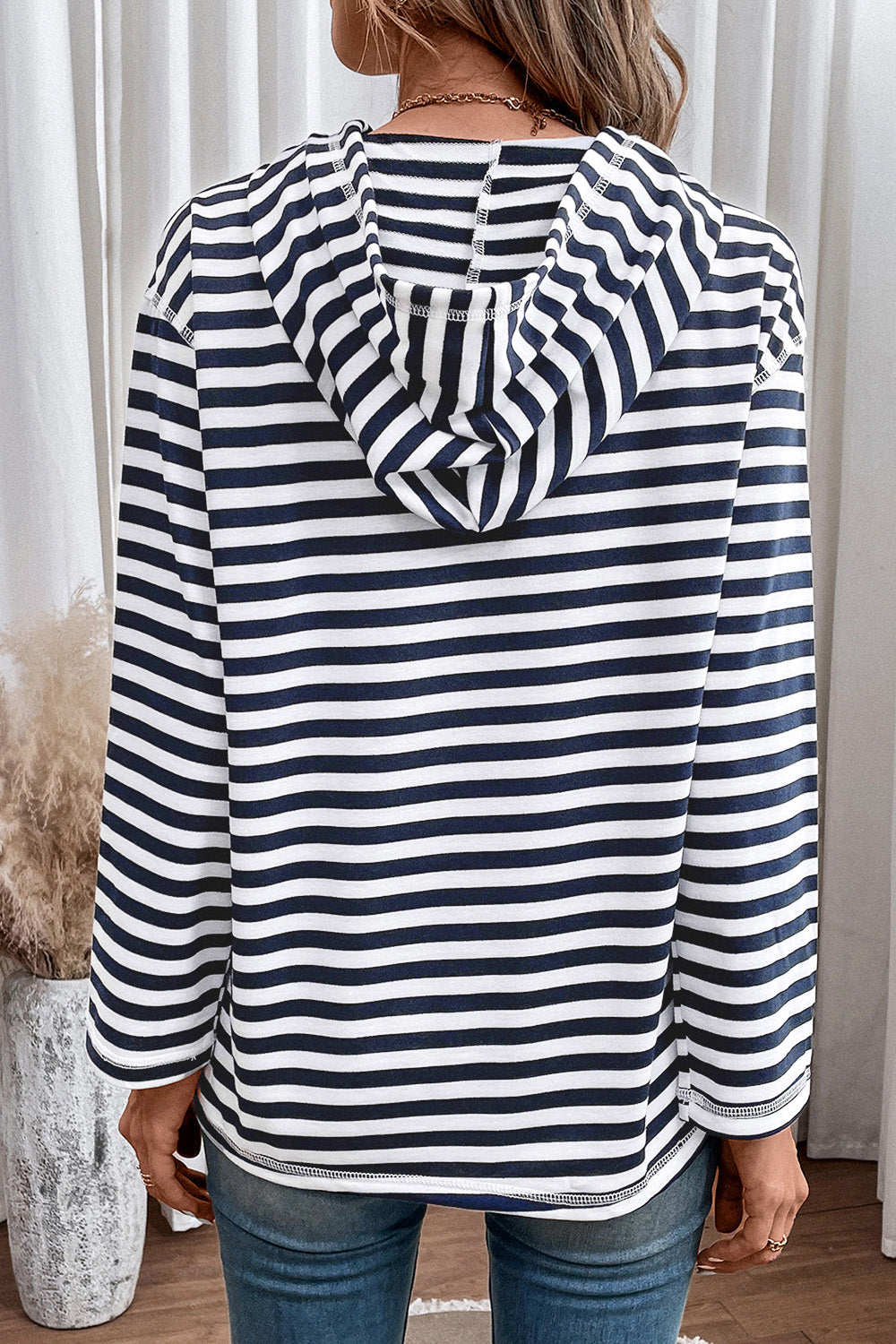 Striped Long Sleeve Hoodie - bertofonsi