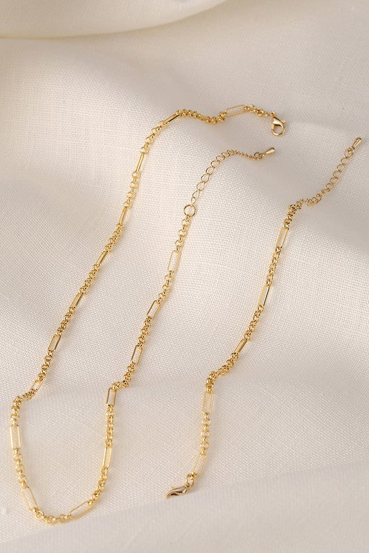 Clip chain bracelet and necklace set- gold - bertofonsi