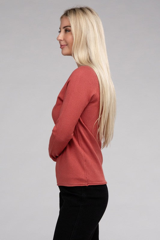 Viscose Round Neck Basic Sweater - bertofonsi