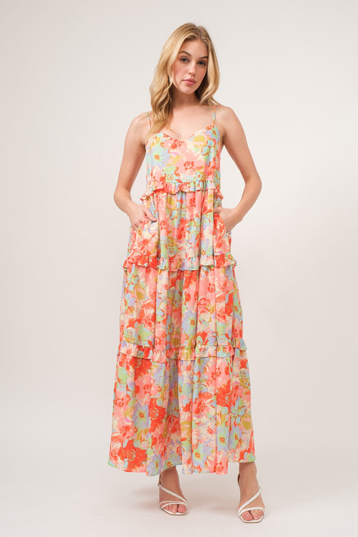 And The Why Floral Ruffled Tiered Maxi Cami Dress - bertofonsi