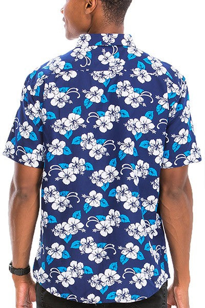 WS7007N Weiv Mens Print Hawaiian Button Down Shirt - bertofonsi