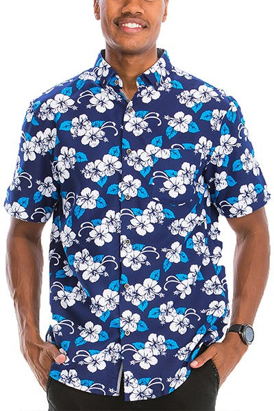 WS7007N Weiv Mens Print Hawaiian Button Down Shirt - bertofonsi