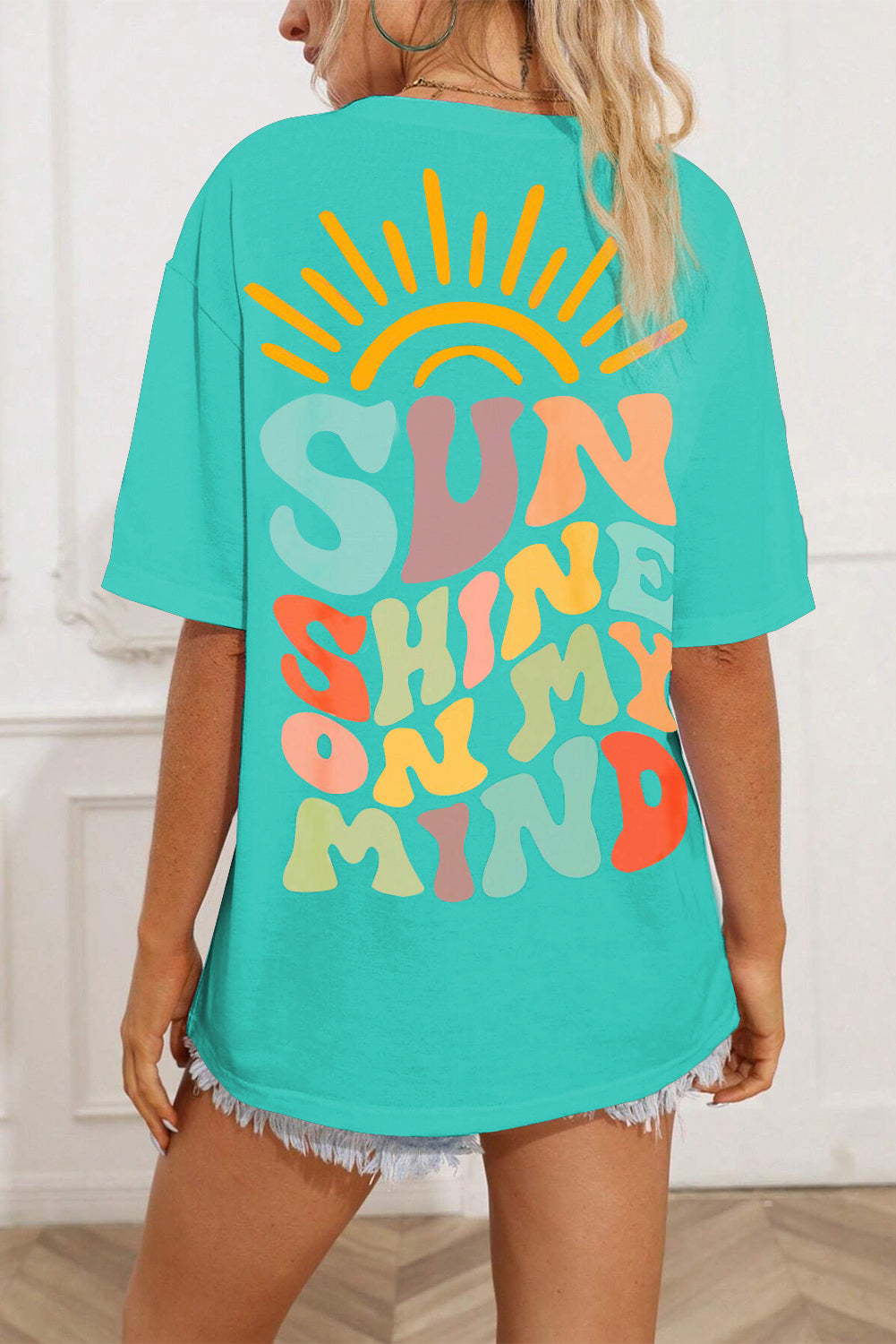 SUN SHINE ON MY MIND Round Neck T-Shirt - bertofonsi