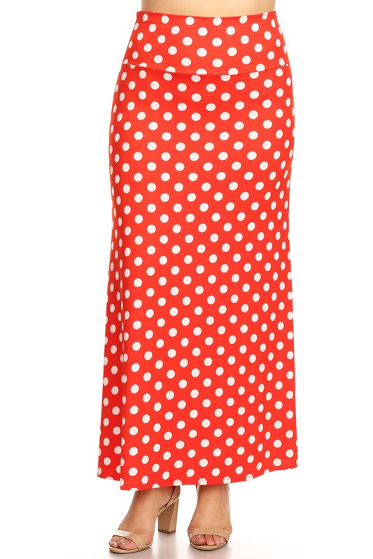 Plus size Polka dot  maxi length skirt - bertofonsi