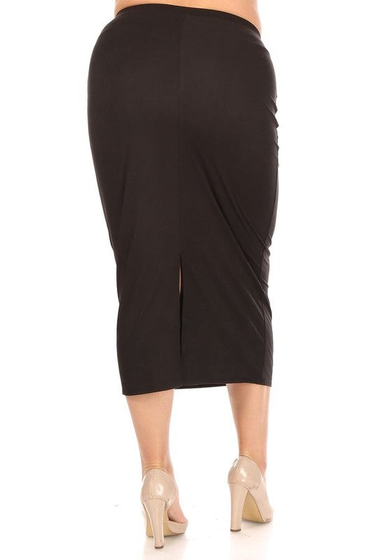 Solid midi skirt in a pencil silhouette - bertofonsi