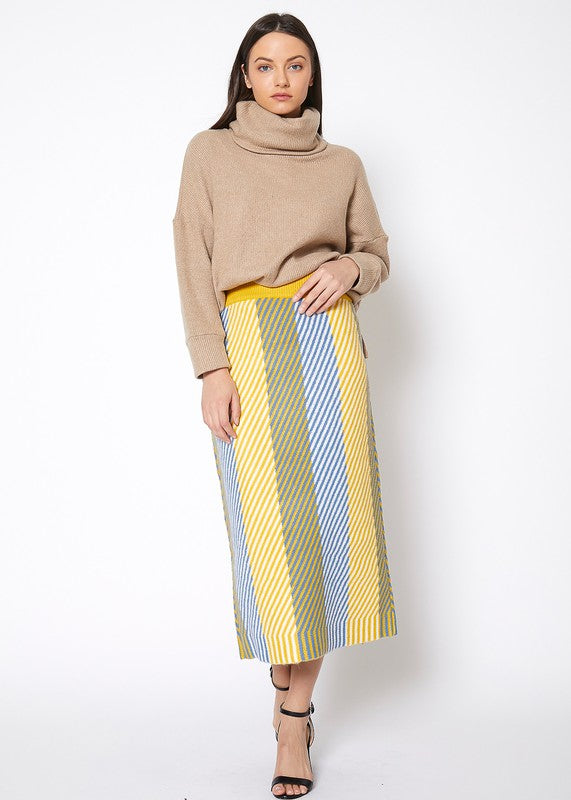 Multi Stripe Knit Midi Skirt - bertofonsi