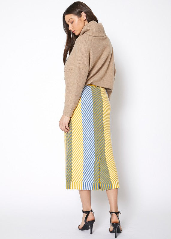 Multi Stripe Knit Midi Skirt - bertofonsi