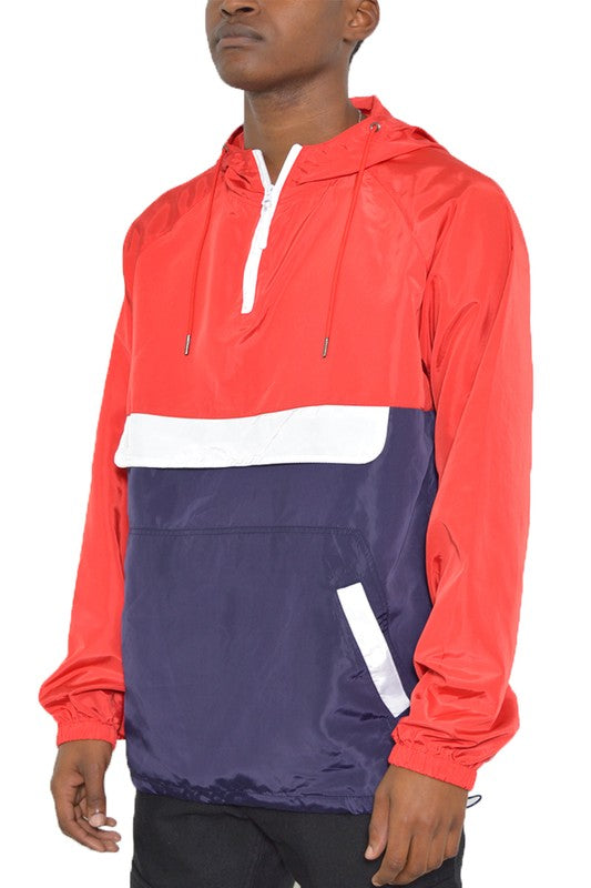 Color Block Anorak Jacket Pullover Windbreaker - bertofonsi