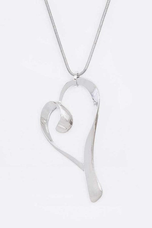Swirly Heart Pendant Necklace Set - bertofonsi