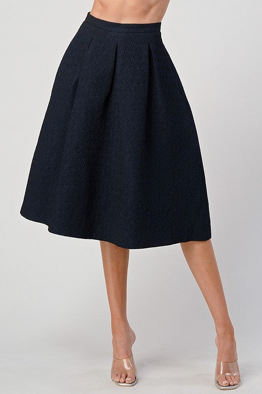 Pleated Waist Mid-Length Puffy Skirt - bertofonsi