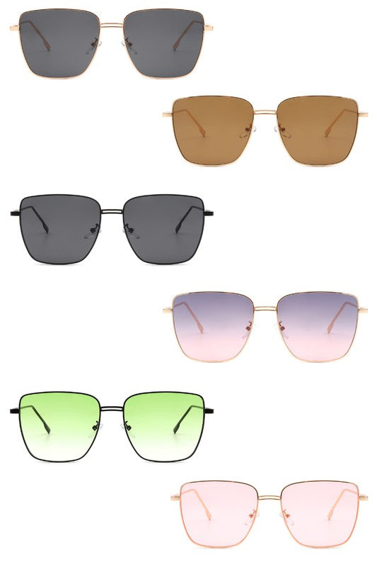 Square Metal Oversize Fashion Sunglasses - bertofonsi