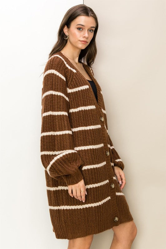 Made for Style Oversized Striped Sweater Cardigan - bertofonsi