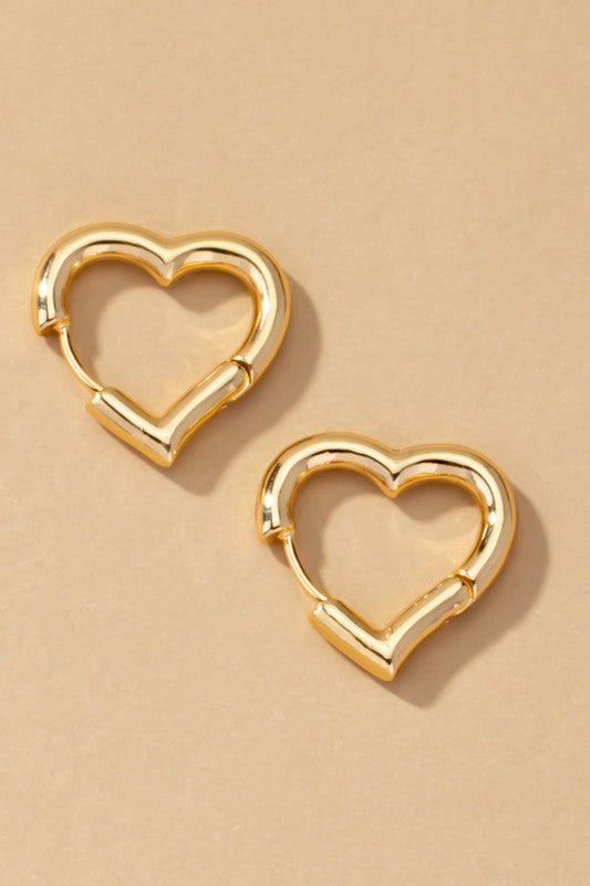 Heart shape hinged huggie hoop earrings - bertofonsi