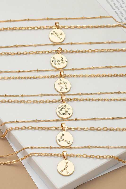 zodiac sign pendant necklace with rhinestones - bertofonsi
