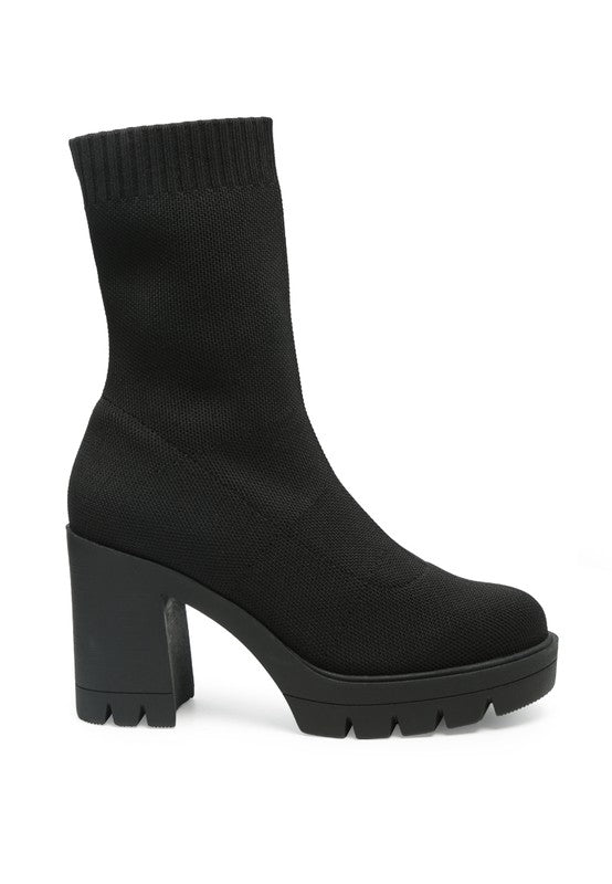 Zinnia Knitted Block Heeled Boots - bertofonsi
