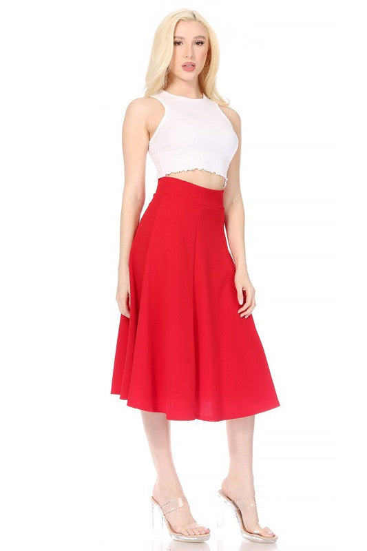 Paneled, A-line midi skirt with banded waist. - bertofonsi