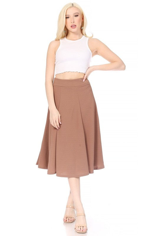 Paneled, A-line midi skirt with banded waist. - bertofonsi