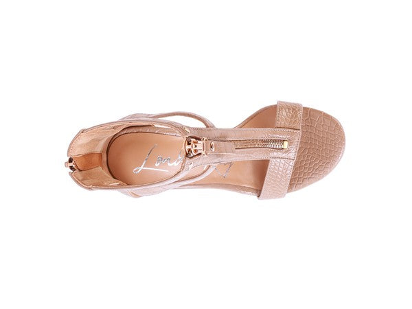 FELICITY Zip Up Croc Textured Sandals - bertofonsi