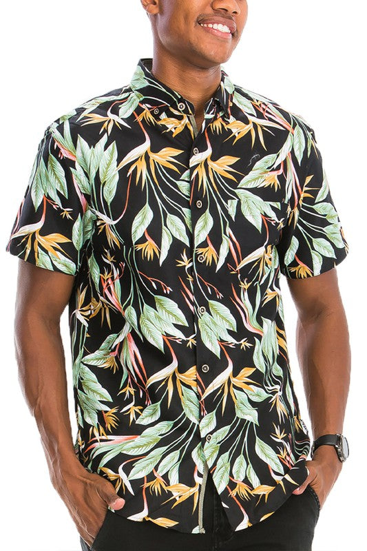 Hawaiian Print Button Down Shirt - bertofonsi
