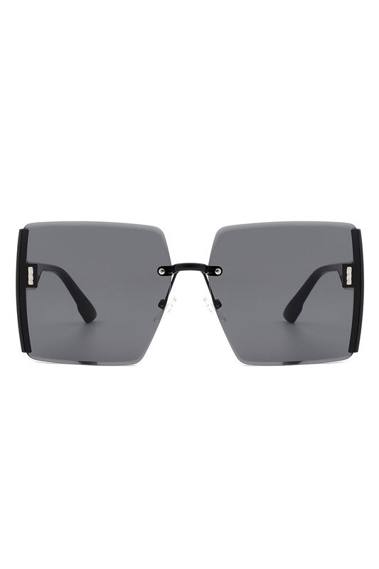 Square Oversize Half Frame Fashion Sunglasses - bertofonsi