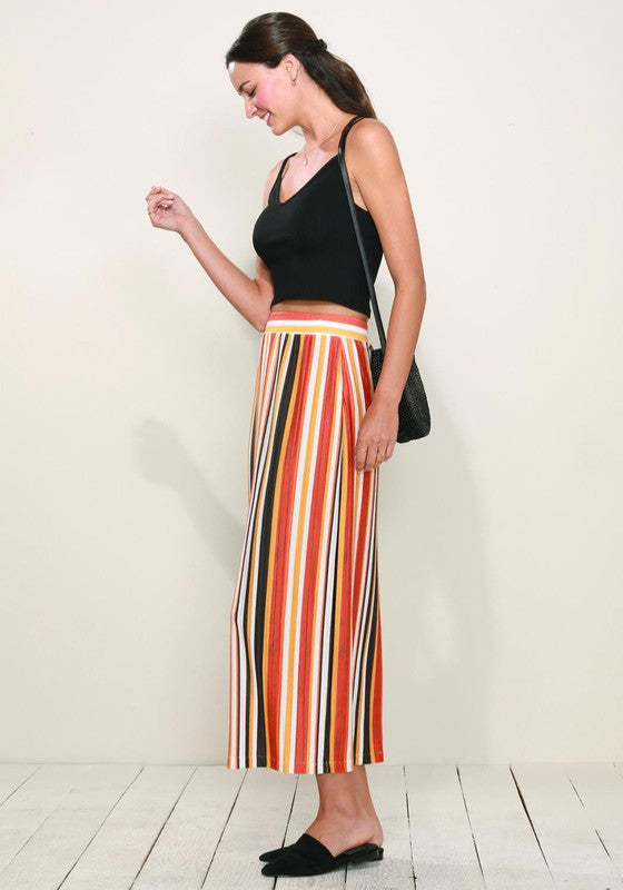 Pleione Elastic Waist Printed Maxi Skirt in XS-XL - bertofonsi