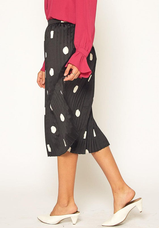 Pleione Polka Dot Pleated Midi Skirt in XS-XL Pack - bertofonsi