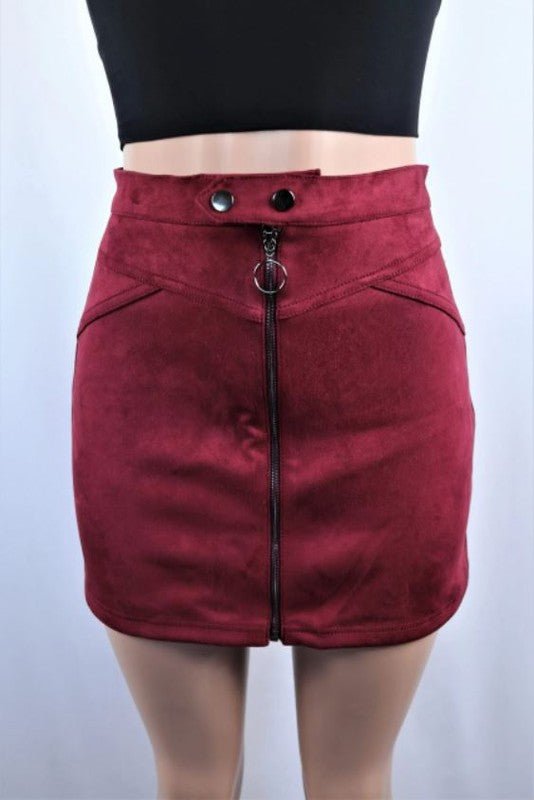 Zipper suede mini skirt - bertofonsi
