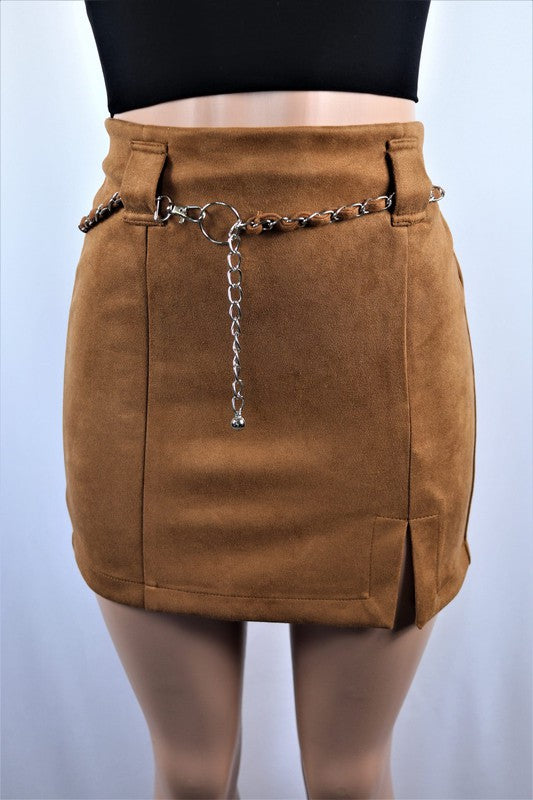 Chain faux suede skirt - bertofonsi