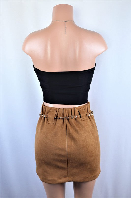 Chain faux suede skirt - bertofonsi