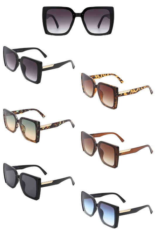 Square Flat Top Tinted Fashion Oversize Sunglasses - bertofonsi