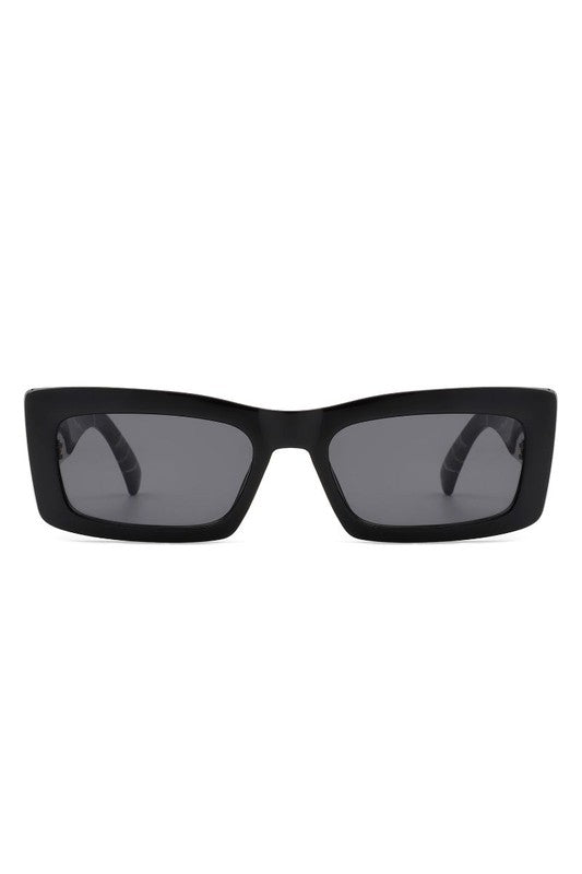 Retro Narrow Rectangle Flat Top Slim Sunglasses - bertofonsi
