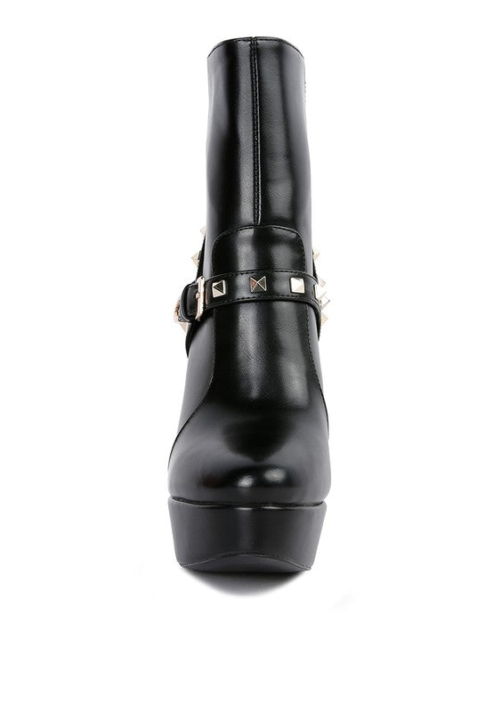DEJANG Metal Stud faux Leather Ankle Boot - bertofonsi