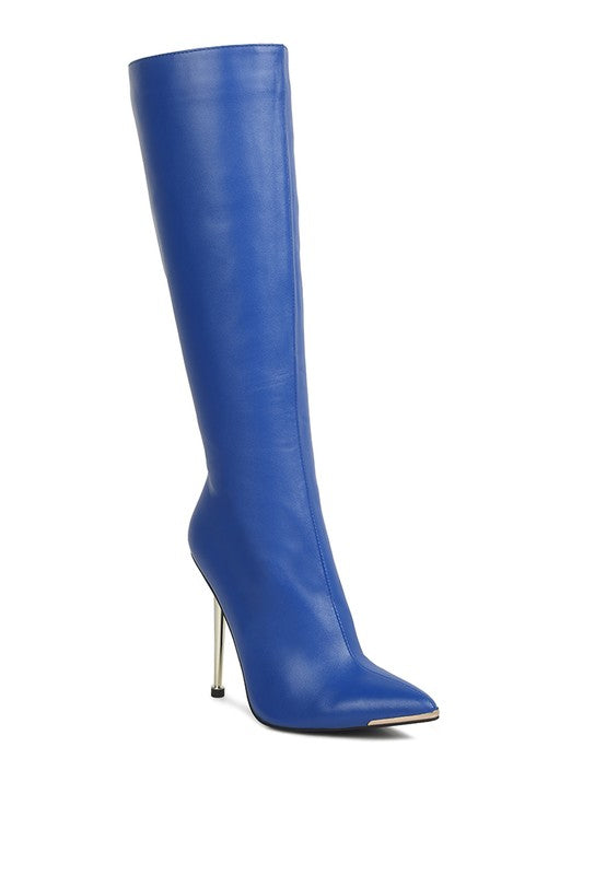 HALE Faux Leather Pointed Heel Calf Boots - bertofonsi