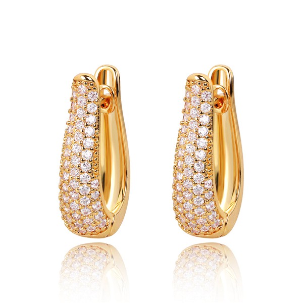 Gold Hoop Earrings with Cubic Zirconia - bertofonsi