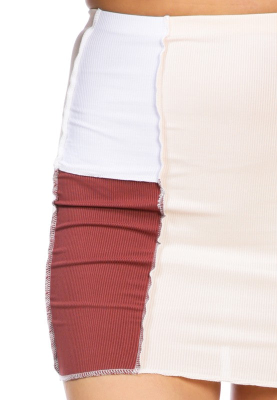 Color Block Casual Tube Skirt - bertofonsi