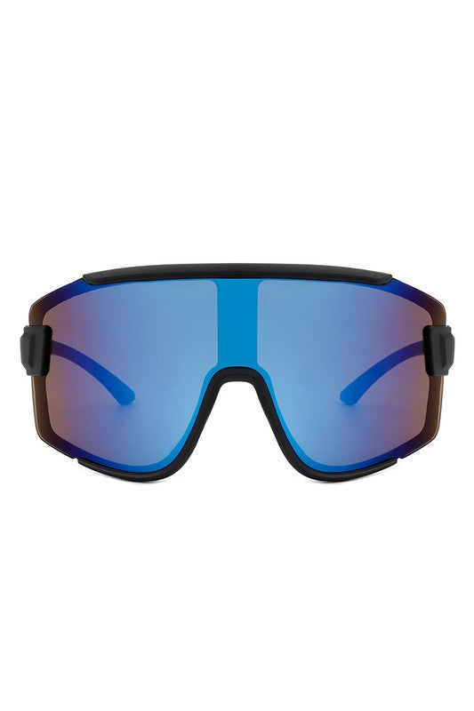 Sporty Oversize Mirrored Reflective Sunglasses - bertofonsi