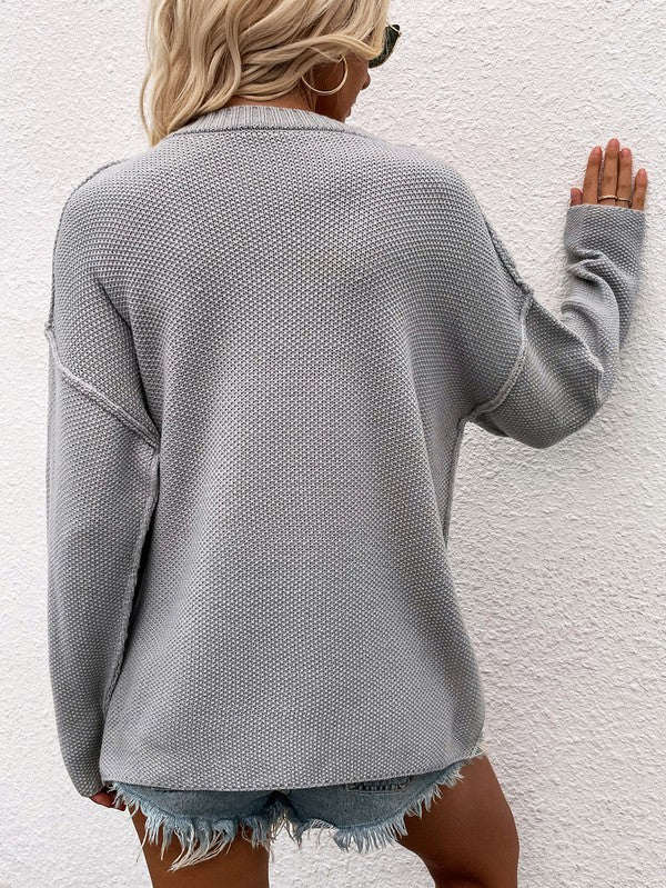 Women Long Sleeve Loose Fit Sweater - bertofonsi