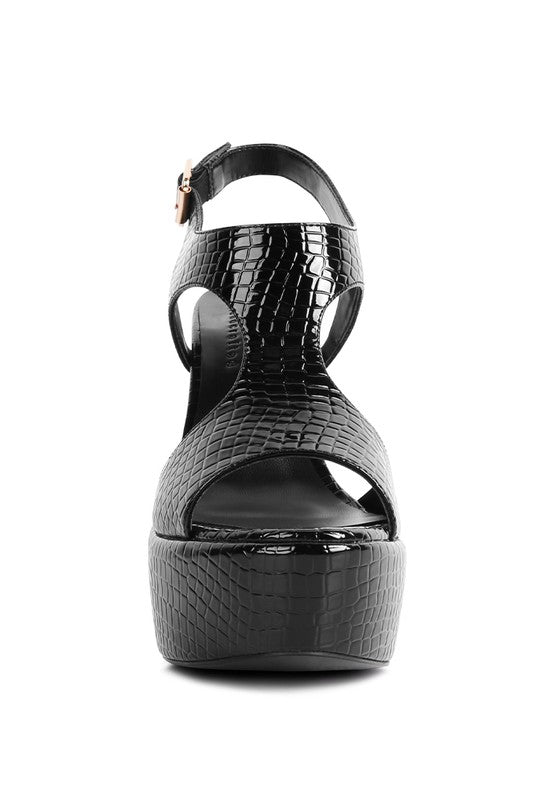 CROFT Croc High Heeled Cut Out Sandals - bertofonsi